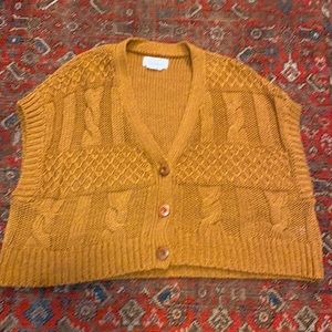 Anthropologie Cropped Cardigan Sweater Vest